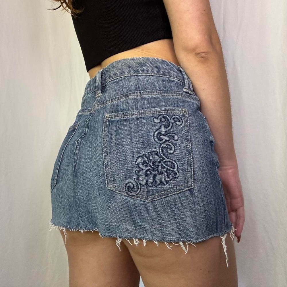 Embroidered Denim Cutoff Shorts